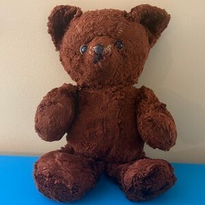 Vintage 1950s 50s Brown 11" Teddy Bear Stuffed Animal plush VTG toy retro